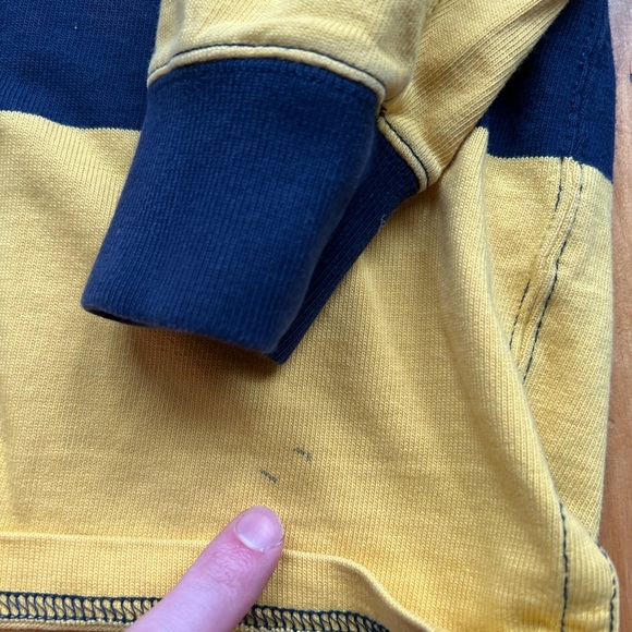 VTG Polo Ralph Lauren Men’s Large Striped Rugby Polo Shirt Yellow Blue Preppy - Picture 2 of 7